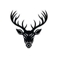 Fototapeta premium A majestic deer head with impressive antlers isolated on white background, symbolizing strength and wilderness