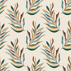 Trendy minimalist seamless botanical pattern with abstract creative hand drawn composition