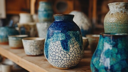 Collection of handcrafted ceramic pottery.
