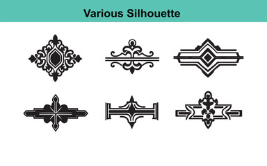 Ornate Vector Silhouette Collection: Decorative Design Elements, Vintage Dividers, and Flourishes for Graphic Design and Craft Projects