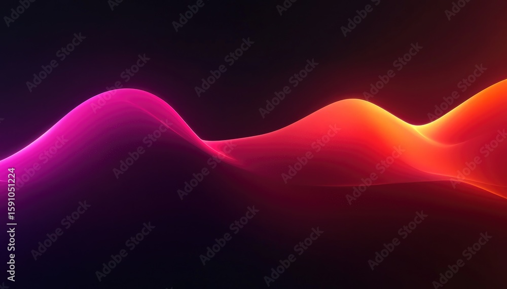 Poster abstract glowing wave in red and purple gradient on transparent background design