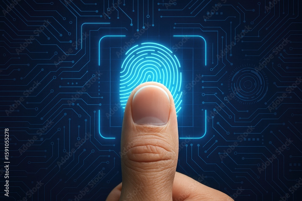 Poster thumbprint scan authentication digital security access fingerprint