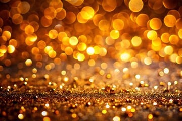 Golden Bokeh Lights on Glitter Background