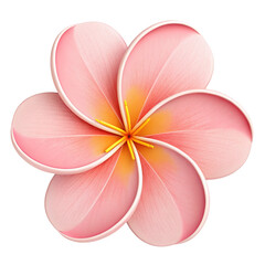 Icon 3D render style, A flower icon with six symmetrical petals, in soft pink and yellow center.. isolated on a white background
