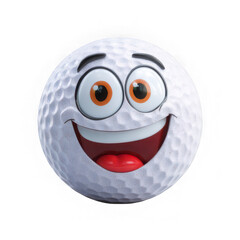 Cartoon golf ball with happy face isolated on transparent background