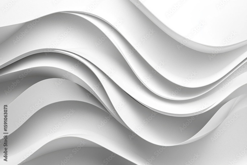 Poster white waves flow, abstract layers of curving elements for modern backdrop