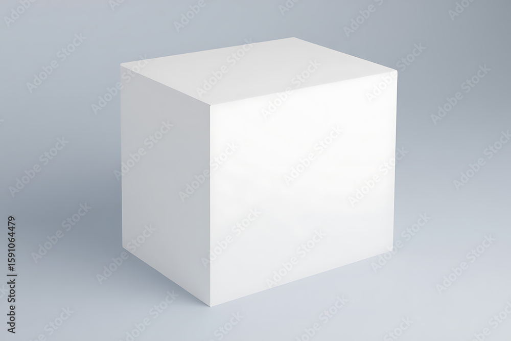 Fototapete clean white cube on a soft blue background with subtle shadows