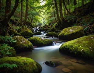 Obraz premium Lush forest stream (1)