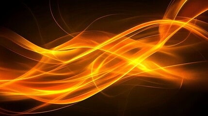 Fototapeta premium Abstract orange flowing lines on dark background