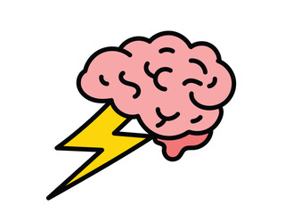 Brainstorming concept, brain icon with storm