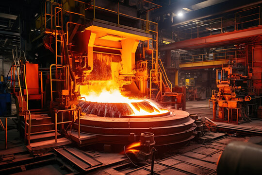 Induction heating technology applied to metal rods in factory