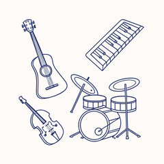 Music instrument linear icon set. Adobe Illustrator Artwork