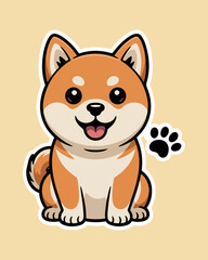 Fototapeta premium Close-Up Cartoon Shiba Inu Vector Sticker