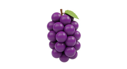 Fototapeta premium Purple Grapes Bunch with Green Leaf Isolated on Transparent Background