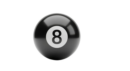 Black eight ball on reflective surface in Transparent Background