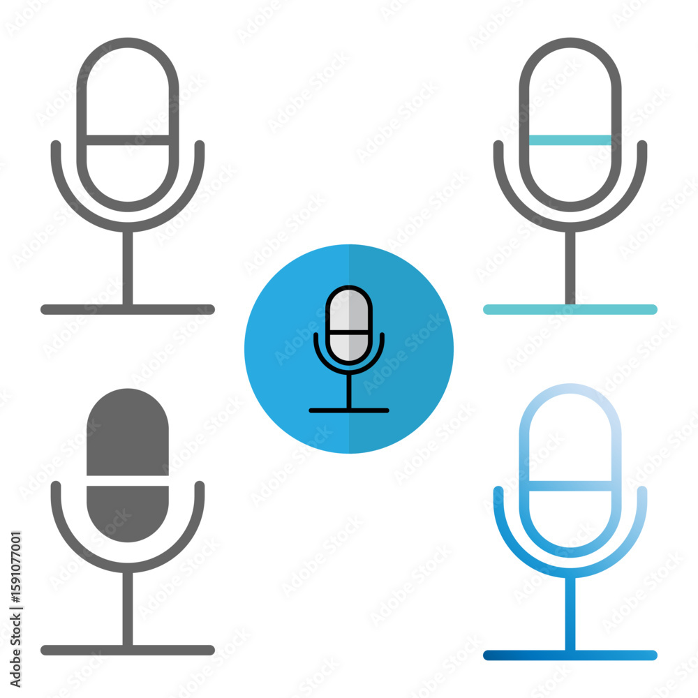 Poster set microphone icon. editable stroke collection. can be used for website ui and mobile apps.