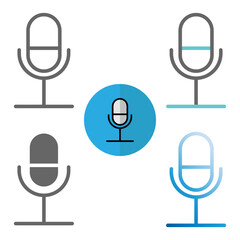Set Microphone Icon. Editable Stroke Collection. Can be used for website UI and mobile apps.