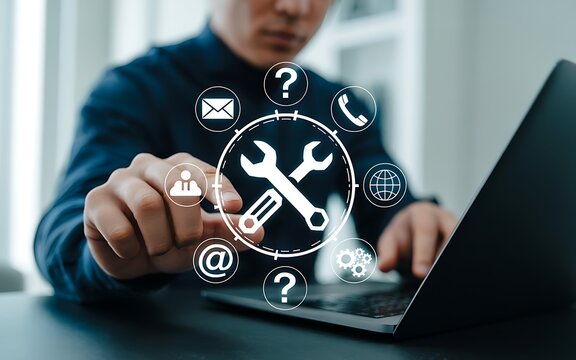Business support service concept with digital icons image - Powered by Adobe