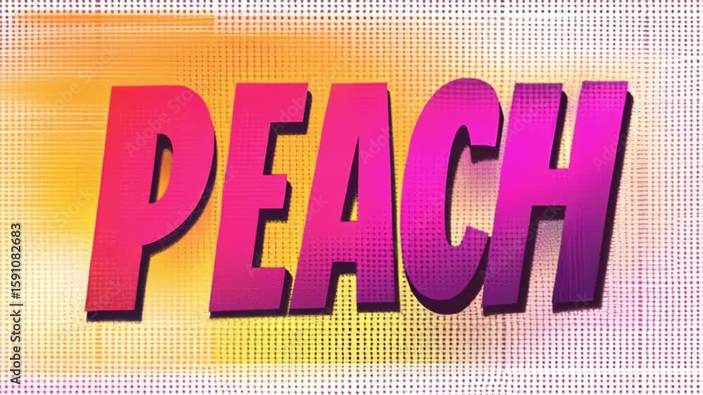 Poster bold colorful text peach with gradient pink and orange dotted background combined with peach word bo