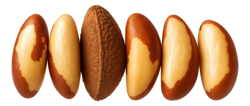 A handful of dried apricots in a crumpled brown paper bag, with a few peeking out at the top.