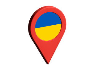 The flag of Ukraine, The flag of Ukraine in location icon, mockup of Ukraine flag