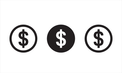 Obraz premium Dollar Sign Icon Set – Minimalist Money Symbol Vector
