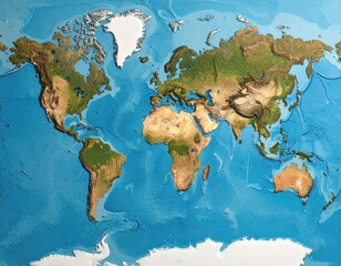 World map, topographic relief