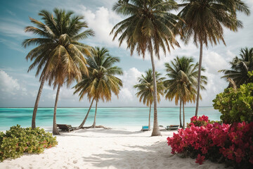 Fototapeta premium Gorgious paradise island with beach and sea