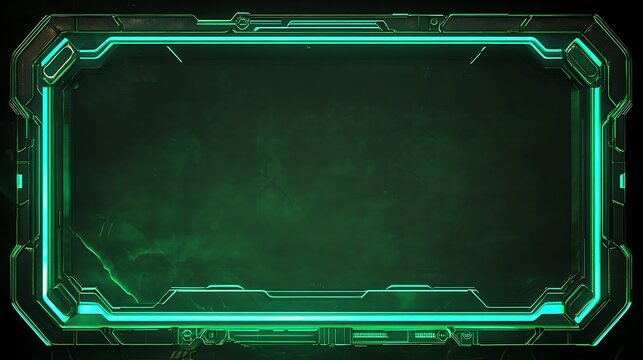 Futuristic green screen with glowing frame