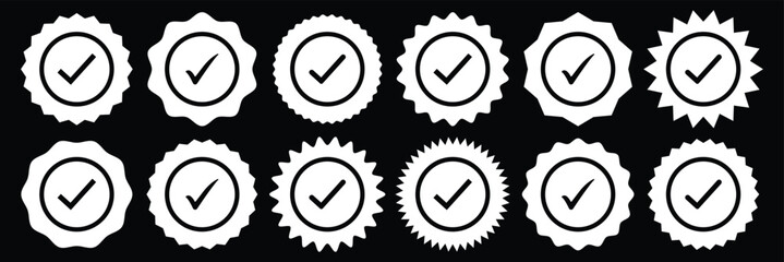 Verified badges. Verified badge vector icons. Verification symbol set. Social media account verification icon. eps 10