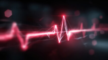 A digital representation of an electrocardiogram signal, showcasing rhythmic heartbeats in vibrant red hues.