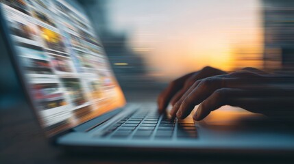 A dynamic image of hands typing on a laptop, capturing the essence of creativity and digital engagement.