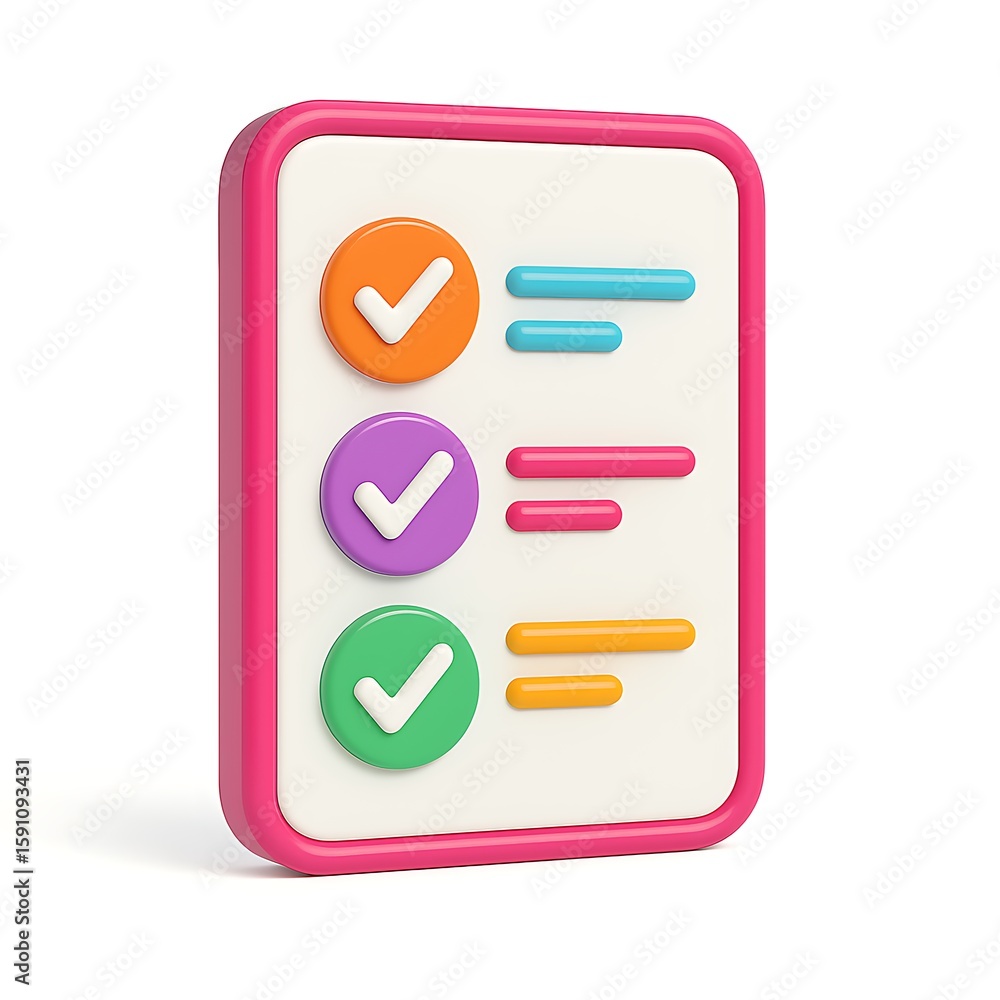 Aufkleber checklist with colorful completed tasks and checkmarks isolated on transparent background