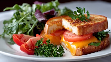 Grilled Cheese Sandwich with Tomato and Greens.
