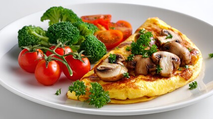 Vegetable Omelette with Cherry Tomatoes and Broccoli
