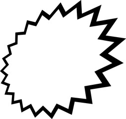 Jagged starburst shape used in comics, design, or impact effects to highlight sound, action, or text.