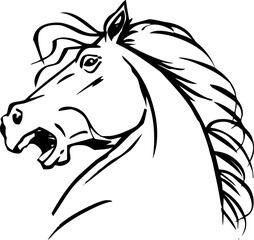 Stylized illustration of a horse’s head symbolizing strength, nobility, and grace. Ideal for design or decor use.
