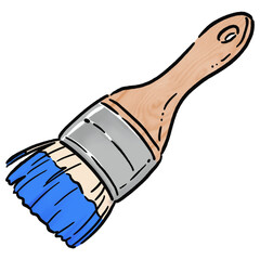 ペンキのついた刷毛_青