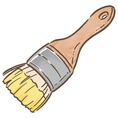 ペンキのついた刷毛_茶色_イエロー