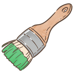 ペンキのついた刷毛_茶色_緑