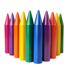 Colorful crayons arranged in a circular pattern for back to school concept  isolate on transparent background
