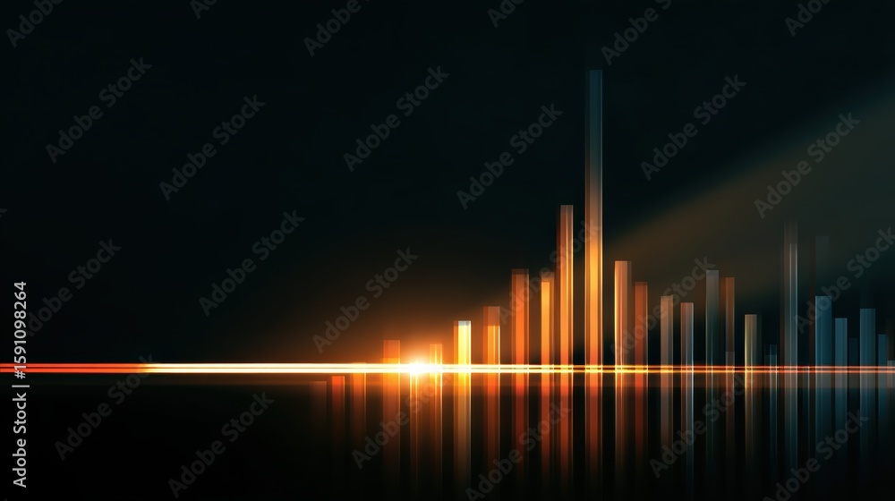 Poster abstract visualization of audio waves with vibrant colors reflecting sound dynamics and modern techn