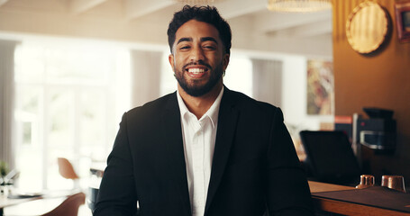 Portrait, business and man in office, smile and accounting specialist with confidence. Face, person...