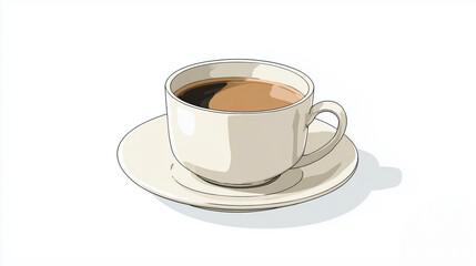 Obraz premium A steaming cup of coffee on a clean plate.