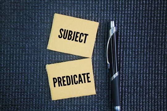 Two words subject and predicate. In a sentence, the subject is who or what the sentence is about, while the predicate tells you what the subject does or is.
