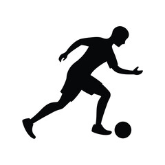 Dynamic sports illustration of a soccer player skillfully dribbling the ball with one foot forward