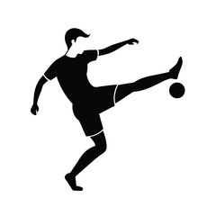 Dynamic football player executing a corner kick with extended leg side view illustration