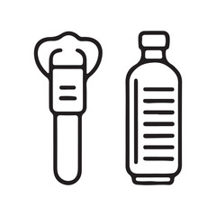 Fototapeta premium Simple line art of bottle opener and plastic bottle, perfect for minimalistic designs related to beverages and recycling.