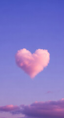 Romantic Heart Cloud in Purple and Blue Sky