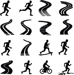 Abstract vector shape design depicting possibly two objects or figures in silhouette style